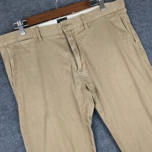 J Crew Stretch Khaki Chinos Pants Mens W34 L34 Flat Front Casual